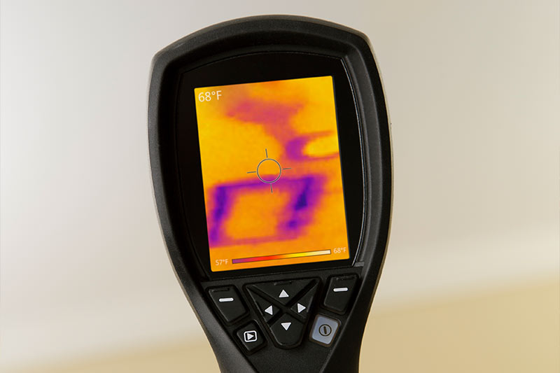 detecting water damage from leaking pipe with thermal imaging camera